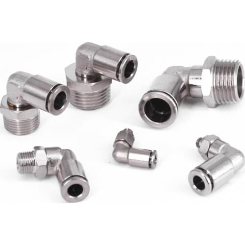 Pneumatic Connectors 1/8" 1/4" 3/8"1/2" BSPT Male Elbow Nickel Plated Brass Push In Quick Connector Release Air Fitting Plumbing