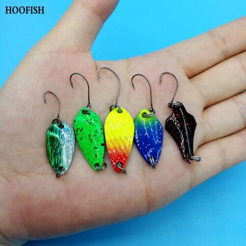 HOOFISH 10PCS/lot FreeShipping Metal Spoon Fishing Lure 1g-3.3g Mix Colors Artificial Trout Lure with single hook fishing tool