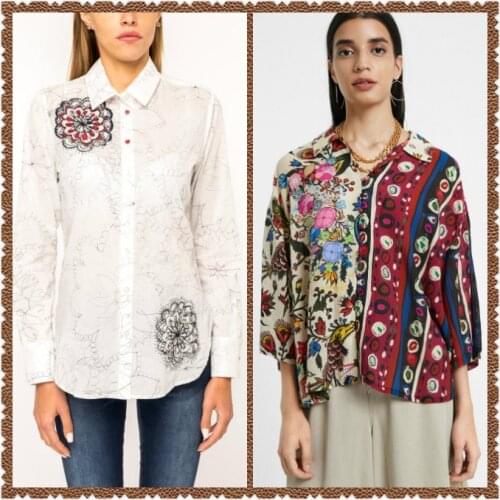 Spanish print embroidered shirt