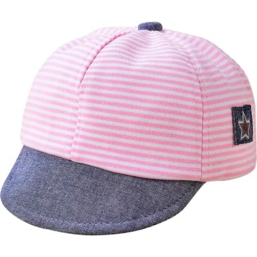 Cute Baby Striped Hat Cotton Blend Fashion Baby Boy Cap Adjustable Infant Hats for Girls 1-2T