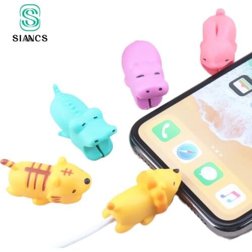 SIANCS Cute Animal Cable Bite Protector Winder Cartoon Cover For IPhone7 8 X Plus Silicone Protect Case Wire Organizer Holder