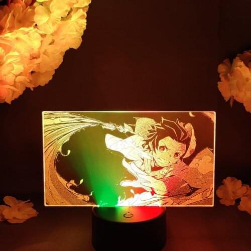 Tanjiro Kamado Water Breathing HD Scene Anime Lamp Cool Manga Art Decor LED Lighting Gift Otaku Bedroom Table Decorative Light