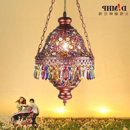 Mediterranean Style Decoration Handmade Turkish Pendant Light Glass Shades Mosaic Pendant Lamp For Bar Coffee Shop E14 pendant