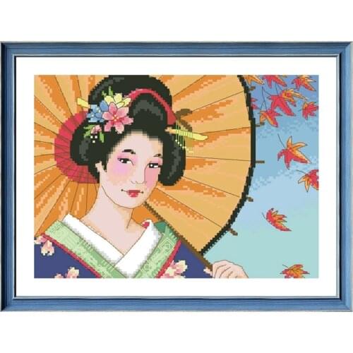 Japan autumn cross stitch kit aida 18ct 14ct 11ct unprint canvas cotton thread counted needlework thread embroidery