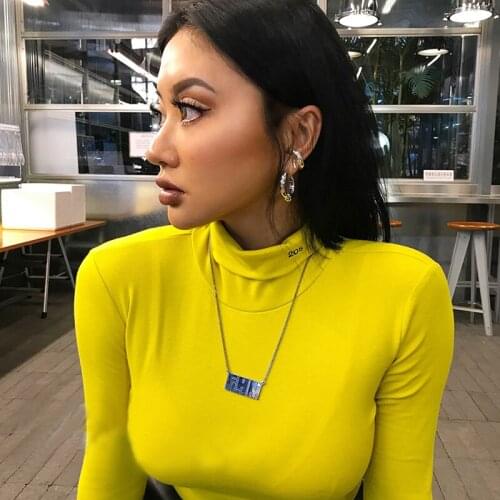 New Embroidery Design Elasticity Long Sleeves Half High Collar Long Sleeve Womens Thicken Long Sleeve 5 Colors