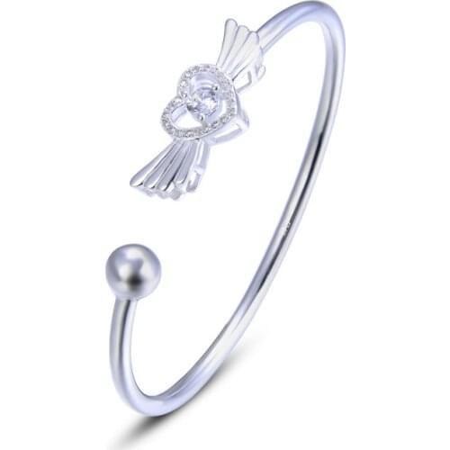 MADALENA SARARA AAA Cubic Zirconia Girls Bangle s925 Flying Wing Style Cute For Gift Gold Sterling Silver Bracelet