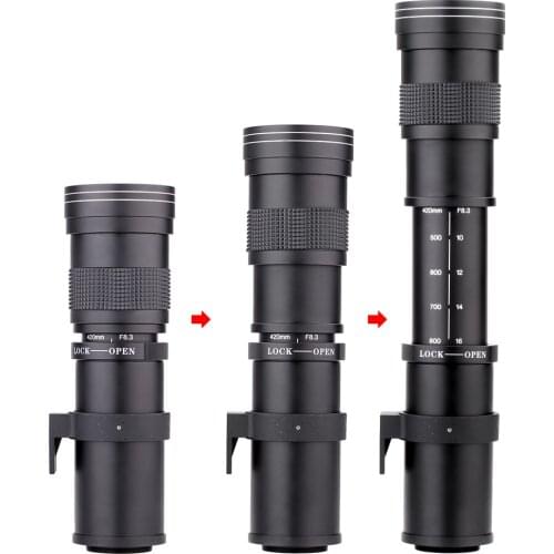 Pixco 420-800mm F/8.3-16 Super Telephoto Manual Zoom Lens +T2 Mount Ring Adapter for Canon Nikon Sony Pentax E mount DSLR Camera