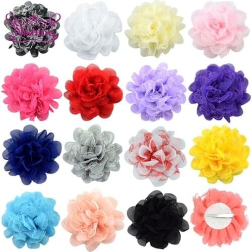 10pcs/lot 10 CM Newborn Baby Girls Chiffon Flower Ponytail Hairpin Kids Headwear Princess Clothing Accessories Party Decoration