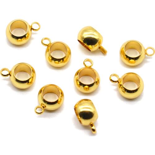 10pcs/lot Gold Color Stainless Steel Spacer Charm Beads Loose Beads 3/3.5/4/5mm Big Hole Beads for DIY Charm Bracelets Jewelry
