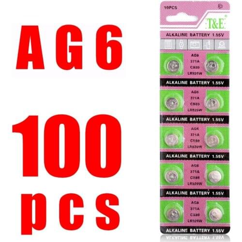 YCDC 100pcs 1.55V Button Coin Cell Watch Battery Batteries AG6 AG-6 LR920W CX69 SR920SW Dispisable Alkaline battery