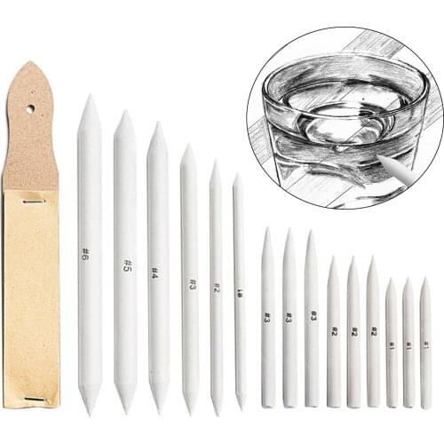 16PCS Mixing Stem Paper Art Mixers with Sandpaper for Student Artist Charcoal Drawing Drawing Tools