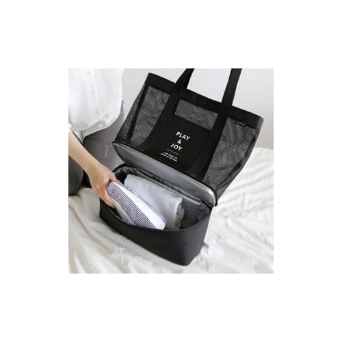 2017 Folding Fresh Keeping Portable Single Shoulder Thermal Insulated Bag Double Deck Picnic Bag Mesh packing cubes Cooler Bag