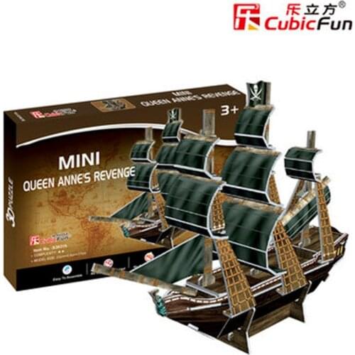 T81 3D Puzzles DIY mini Queen Annes Revenge airplane three-dimensional puzzle children creative educational toy