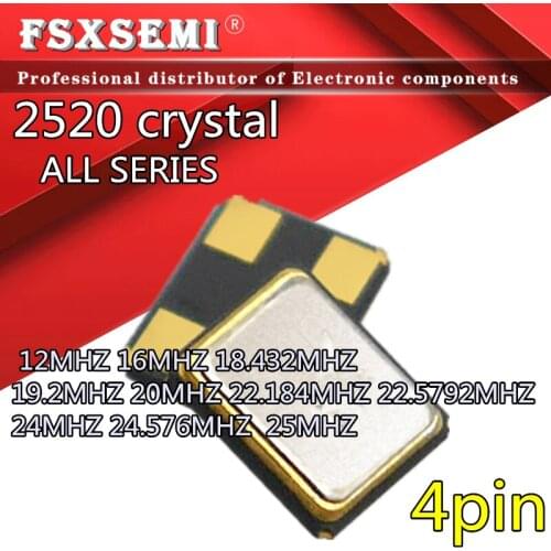 5pcs 2520 4p 2.5x2.0mm Passive crystals crystal 12MHZ 16MHZ 18.432MHZ 19.2MHZ 20MHZ 22.184MHZ 22.5792MHZ 24MHZ 24.576MHZ 25MHZ