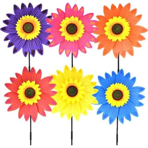 6pcs Sunflower Lawn Pinwheels Wind Spinners Windmill for Garden, Outdoor Party Decoration