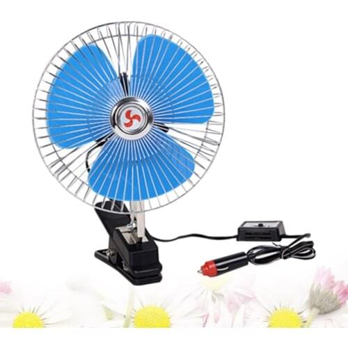 8 Inch 12V Car Vehicle Oscillating Van Fan Portable Dashboard Cooling Clip-On Fan (Blue)