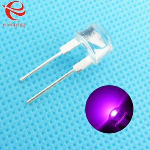 8mm Pink LED Straw Hat Light Emitting Diode Transparent Ultra Bright Lamp Bead Plug-in DIY Kit Practice Wide Angle 50 pcs/lot