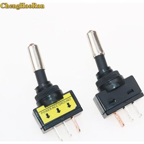 ChengHaoRan 1pcs 12V 20A Car Auto Red LED Light Toggle Rocker Switch 3Pin SPST ON/OFF