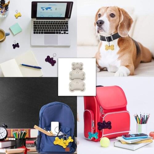 Crystal Epoxy Resin Mold Dog Tag Bone Shaped Keychain Casting Silicone Mould DIY Crafts Decoration Key Chain Pendant Making