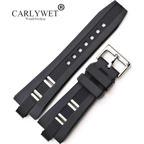 CARLYWET 26 x 9mm Wholesale Black High Quality Silicone Rubber Waterproof Replacement Watch Band Strap Belt