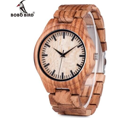 BOBO BIRD V-G23 Zebra Wooden Watches Mens Luxury Brand Quartz Wood Wristwatch with Japan Movement relogio masculino