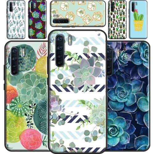 Cactus Succulent Case For OPPO Reno2 Z Find X3 Pro A3S A5S A15 A52 A72 A83 A91 A93 A5 A9 A31 A53 2020 Cover
