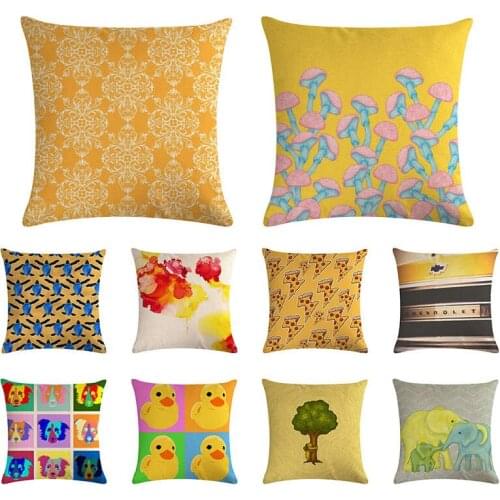 Personality elephant bee cushion cover cartoon car flower pillow cover linen car chair sofa home decoration pillow case 45x45cm