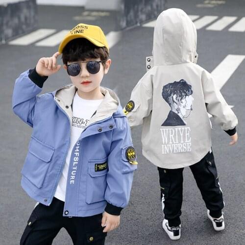 Children Clothing Jacket for Boys Kids Autumn Spring Long Sleeve Coat School Kids Cotton Coat Hooded Outerwear for 4-13 Years