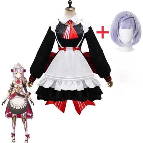 Genshin Impact Noelle Full Cosplay Costume Halloween Carnival Lolita Maid Uniform
