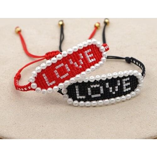 Go2boho 2021 Miyuki Bracelets for Couple LOVE Letter Jewelry Perles Charm Bracelets Women Accessories Handmade Woven Pulsera