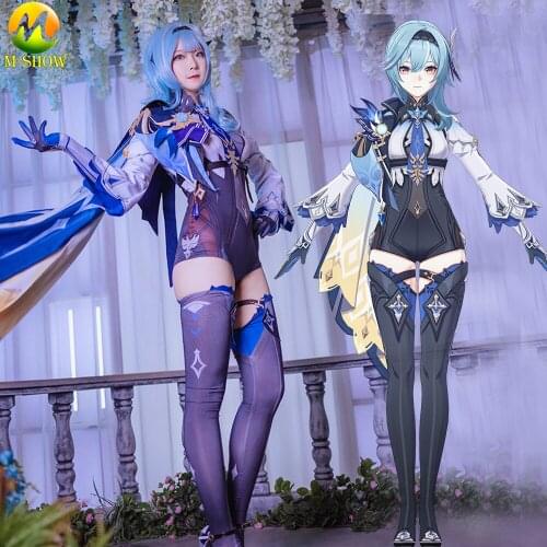 Game Genshin Impact Eula Cosplay Costume Game Suit Sexy Jumpsuit Cape Full Set Halloween Fancy Suit for Adult Women Outfits