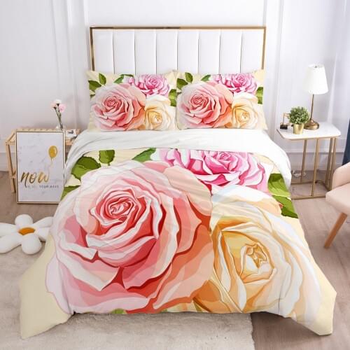 3D Bedding Sets Quilt Covers Pillow Shams Duvet Cover Sets Bedclothes Bed Linens King Queen Full Simple Flower Home Textile