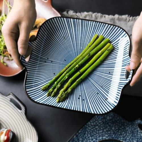9 Inch Japanese-style Square Tableware Ceramic Dinner Plate Dish Porcelain Dessert Plate Dinnerware Cake Plate