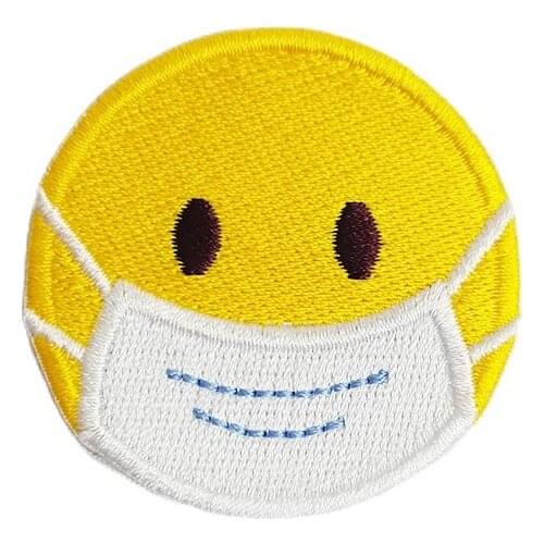 Cute Mask Face Embroidery Patches Sewing Badges Iron on T-Shirts Bags DIY Cartoon Accessories Twill Fabric Stickers Wholesale