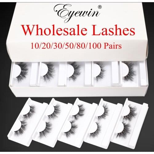 Eyewin 10/20/30/50/80/100 Pairs 3D Mink Lashes Wholesale With Tray Fluffy Crisscross Natural Soft Mink Eyelash Wholesale in Bulk