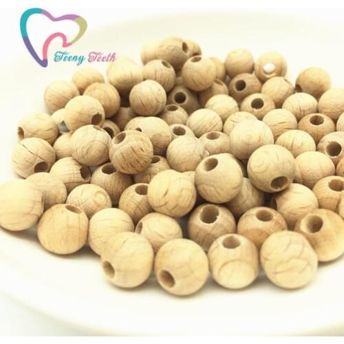 Teeny Teeth 100 PCS Round Dia 8 MM Necklace Beech Wooden Beads Unfinished DIY Bracelet baby Teether Teething Shower Gift Beads