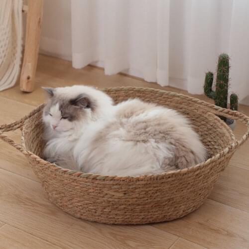 Cat litter, rattan weaving, summer woven cool nest, four seasons universal semi-closed cat bed house pet supplies