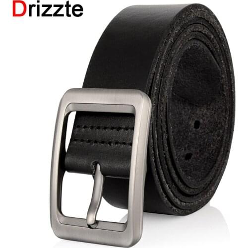 Drizzte Plus Size 100% Genuine Full Grain Leather Belts Black Belts for Big and Tall Men
