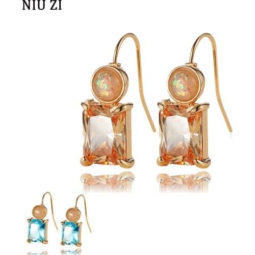 Women Piercing Stud Earrings 2021 Trend Fashion Cute Geometry Crystal Dangle Earrings Korean Style Luxury Fine Woman Accessories