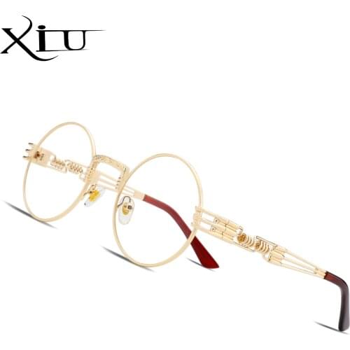 XIU gothic steampunk sunglasses men women metal wrap eyeglasses round shades brand designer sun glasses mirror high quality