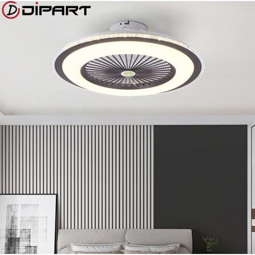 Remote Control Modern LED Fans Invisible Leaves Ultra-thin Ceiling Fan Lights Dimming Adjustable Wind for Bedroom Living Room