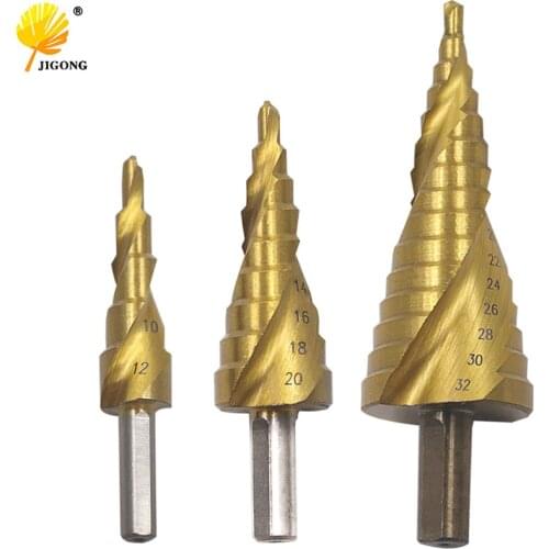 HSS Spiral Grooved Center Drill Bit 4-12mm 4-20mm 4-32mm Solid Carbide Mini Drill Accessories Titanium Step Cone Drill Bit
