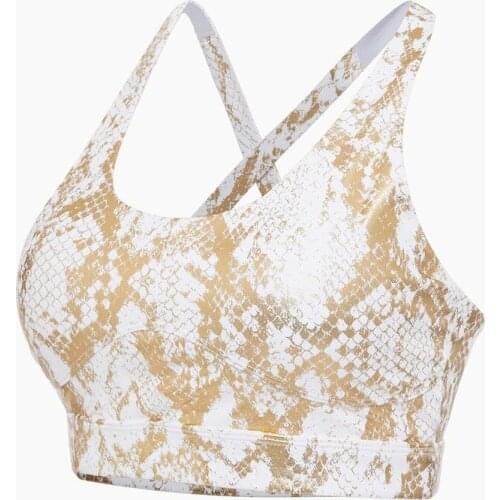 Sports underwear cross back yoga clothes bra metal color running vest for women