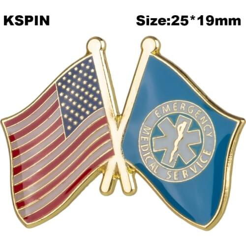 U.S.A & EMS Friendship Flag Lapel Pin International Travel Pins Collections Flag Badge Flag Brooch National XY0653