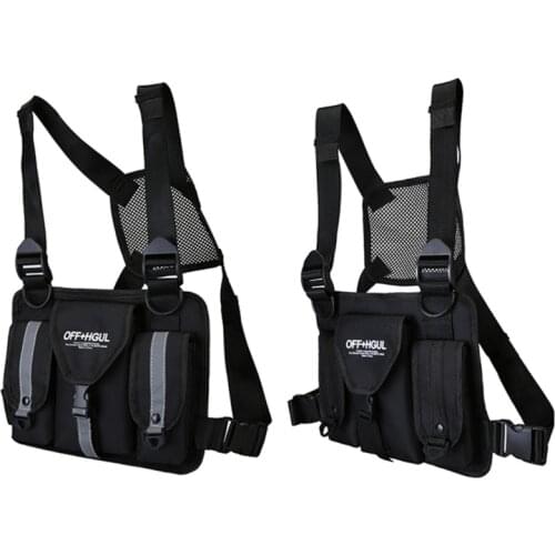 Tactical Shoulder Bags Men Hip Hop Streetwear Chest Rig Bag Men Functional Waist Packs Adjustable Pockets