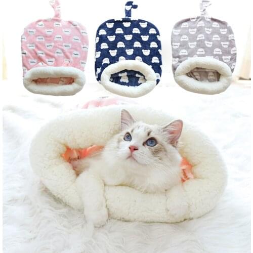 Warm Cat Sleeping Bag Nest Winter Coral Fleece Pet Bed for Cats for Puppy Small Dogs Pets Cat Mat Bed House for Cat Cama Gato