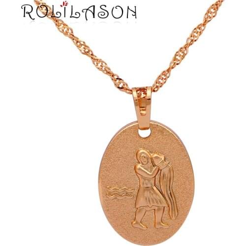 Unique 12 Constellation Aquarius design Top Quality gold tone Fashion Jewelry Necklace & Pendants LN541