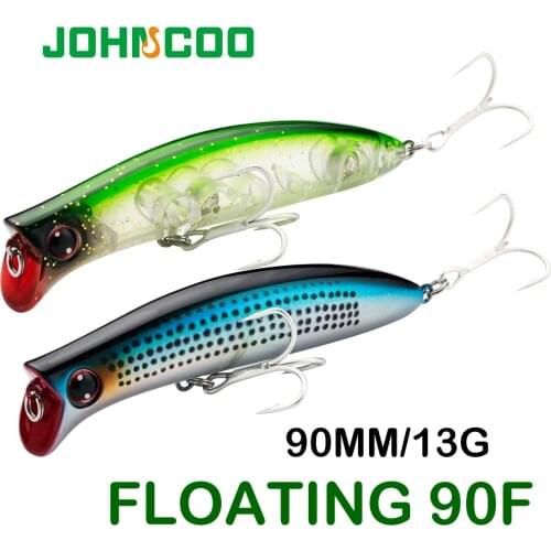 JOHNCOO 90mm 13g Minnow Wobbler Artificial Bait Crankbait Fishing Hard Lure Floating 3D Eyes 2 Hooks