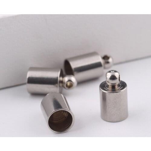 Reidgaller 10pcs fit 6mm round leather cord end caps stainless steel bracelet necklace connector diy accessories for jewelry