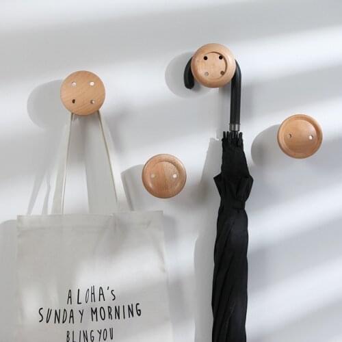 1Pc Creative Solid Wood Button Hook Wall-Mounted Decorative Coat Hook Key Chain Hat Scarf Storage Rack Bathroom Kitchen Supplies